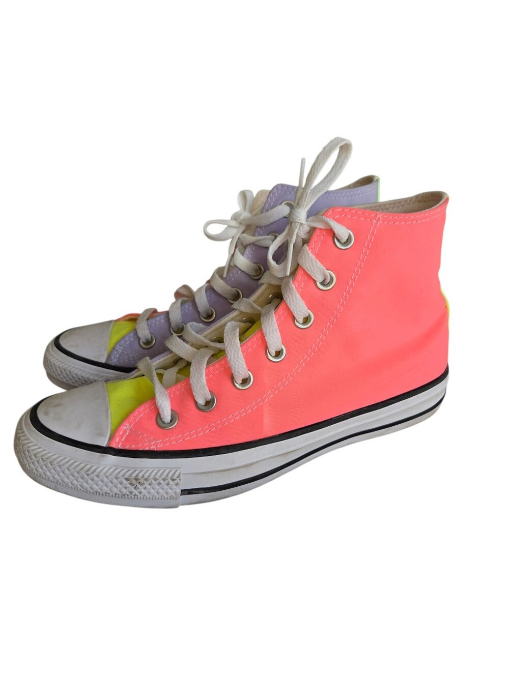 Converse Chuck Taylor All Star High Top Neon Colorblock Sneakers W7.5 M5.5